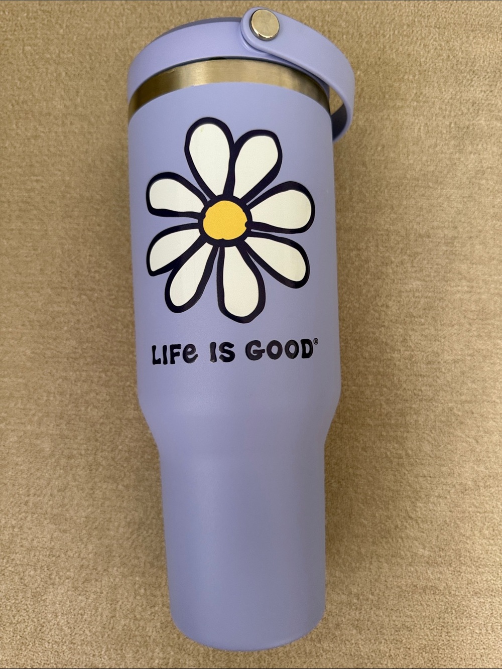 Life Is Good Lavender Daisy Travel Tumbler